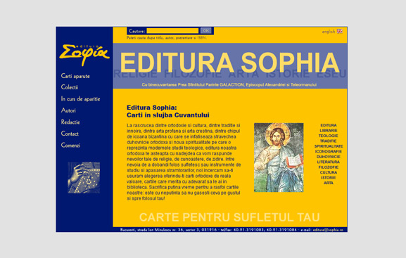 Prima pagină a website-ului sophia.ro