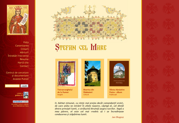 Prima pagină a website-ului stefancelmare.ro