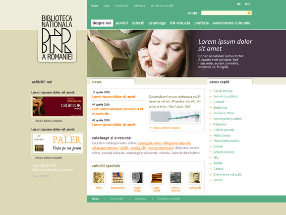 Propunere model grafic pentru site-ul web al Bibliotecii Naționale a României