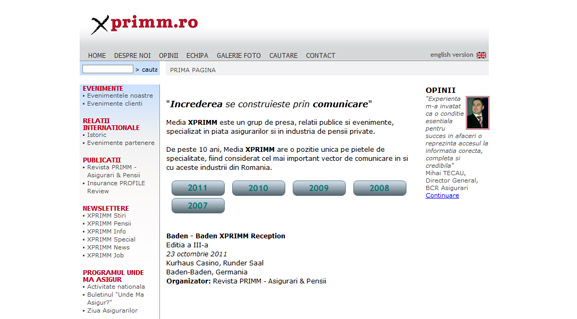 Prima pagină a web site-ului xprimm.ro