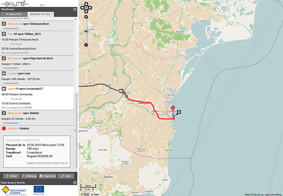 Harta rutei cu vaporul de la Cernavodă până în portul Constanța