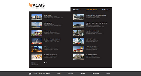 Pagina cu proiecte din site-ul web acms-gc.ro