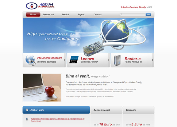 Prima pagină a website-ului adrana.ro