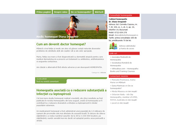 Prima pagină a site-ului web doctorhomeopat.ro
