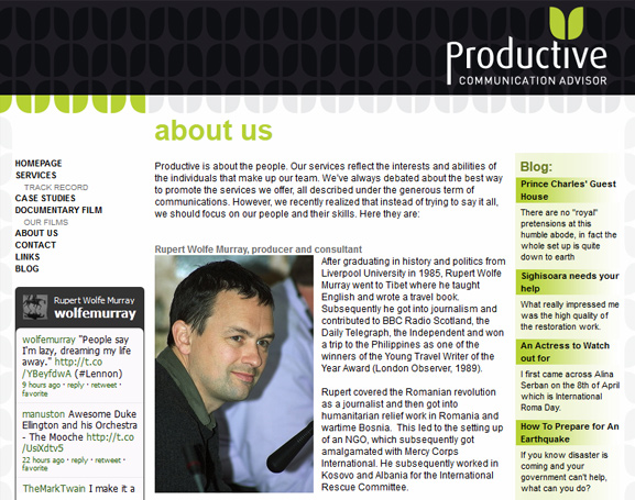 Pagina de interior din site-ul web productive.ro