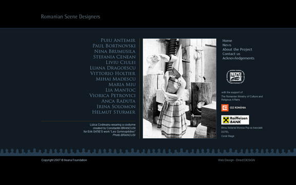 Prima pagină a web site-ului Romanian Scene Designers
